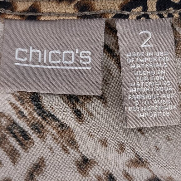 Chico's Women's Bohemian Patchwork, Asymmetrical Hem Pullover Blouse Size 2 (L) - Picture 12 of 15